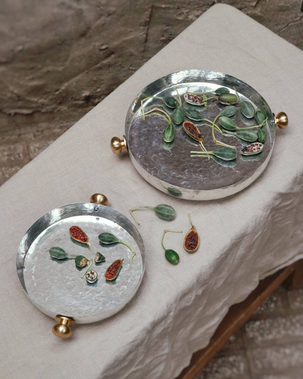 دیس مسی گرد دسته دار مدل سپیدار