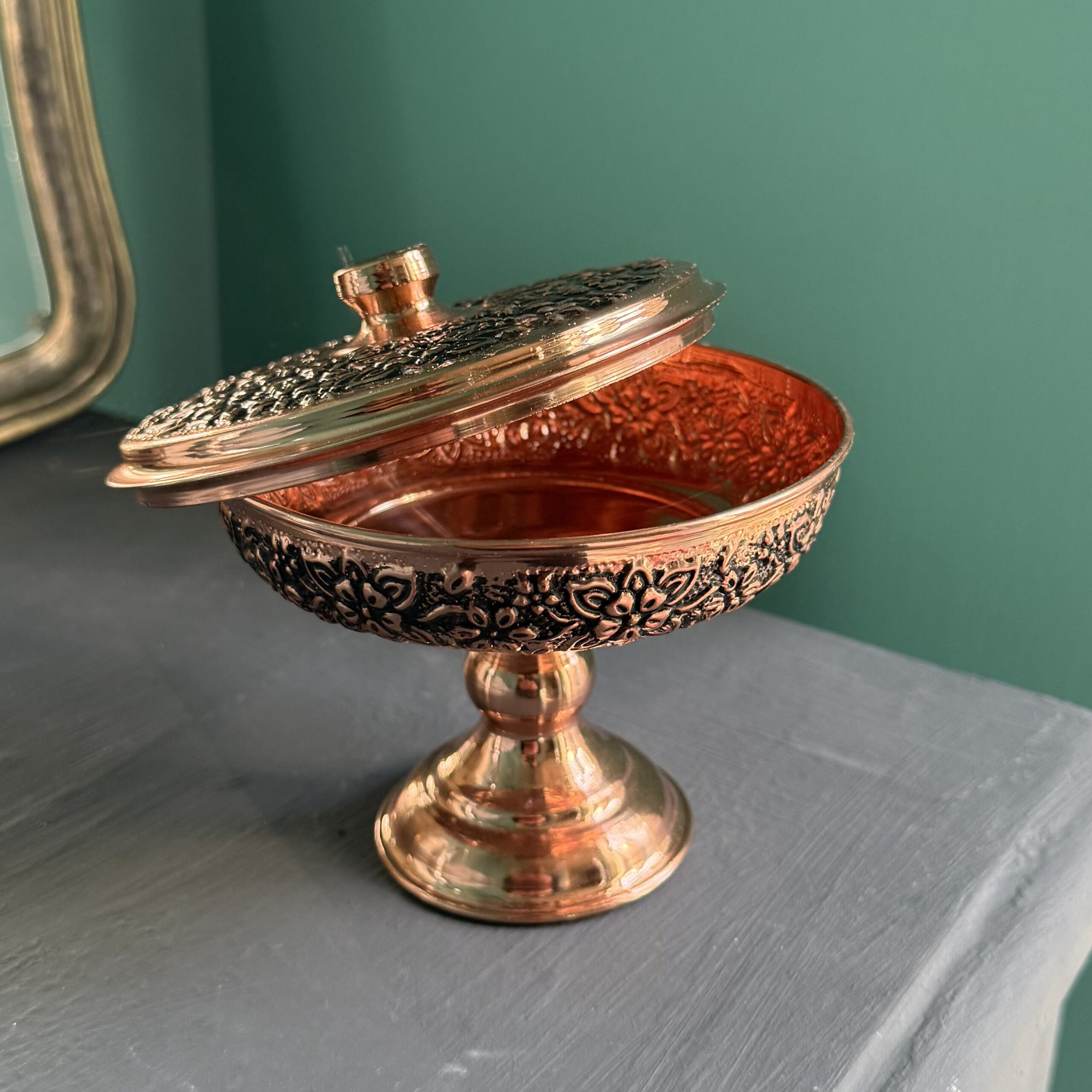 قندان مسی تابان تک پایه